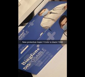 disposable.!! New.!! Mask color is black.!!color es negra mascarilla.!!