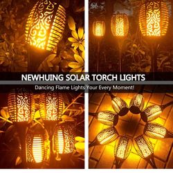 4PCs Solar Torch Lights Outdoor, 43 inch 96 LED, Waterproof Landscape Garden Pathway Light with Vivid Dancing Flickering Flames, with Auto On/Off Dusk