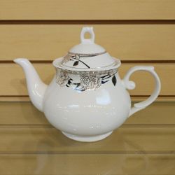 Porcelain Teapot _ 30oz ( NEW ) White / Black / Gold