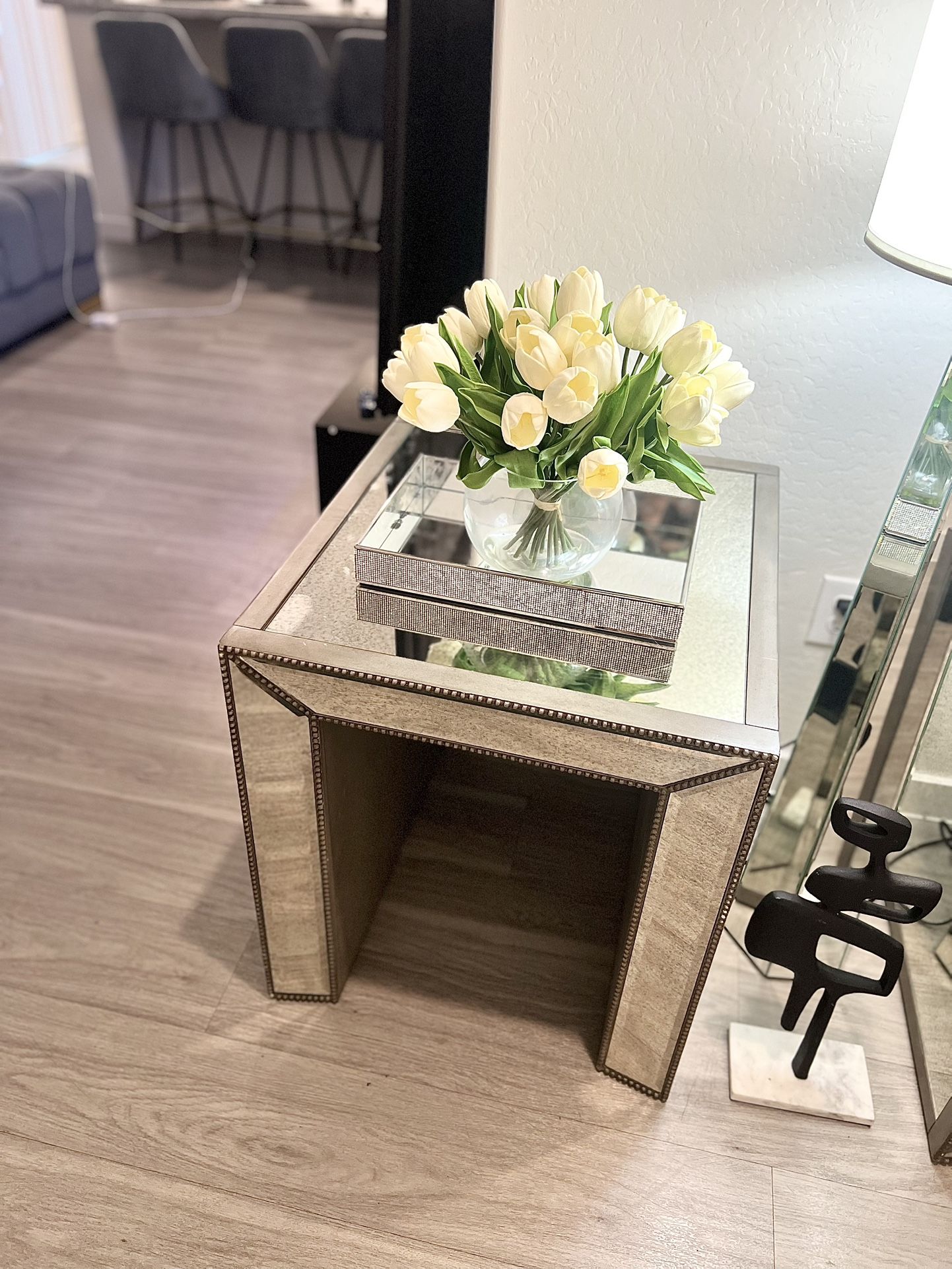 Living Spaces mirrored End Tables Set Of 2