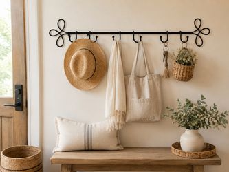Vintage Black Metal Wall Hook Rack