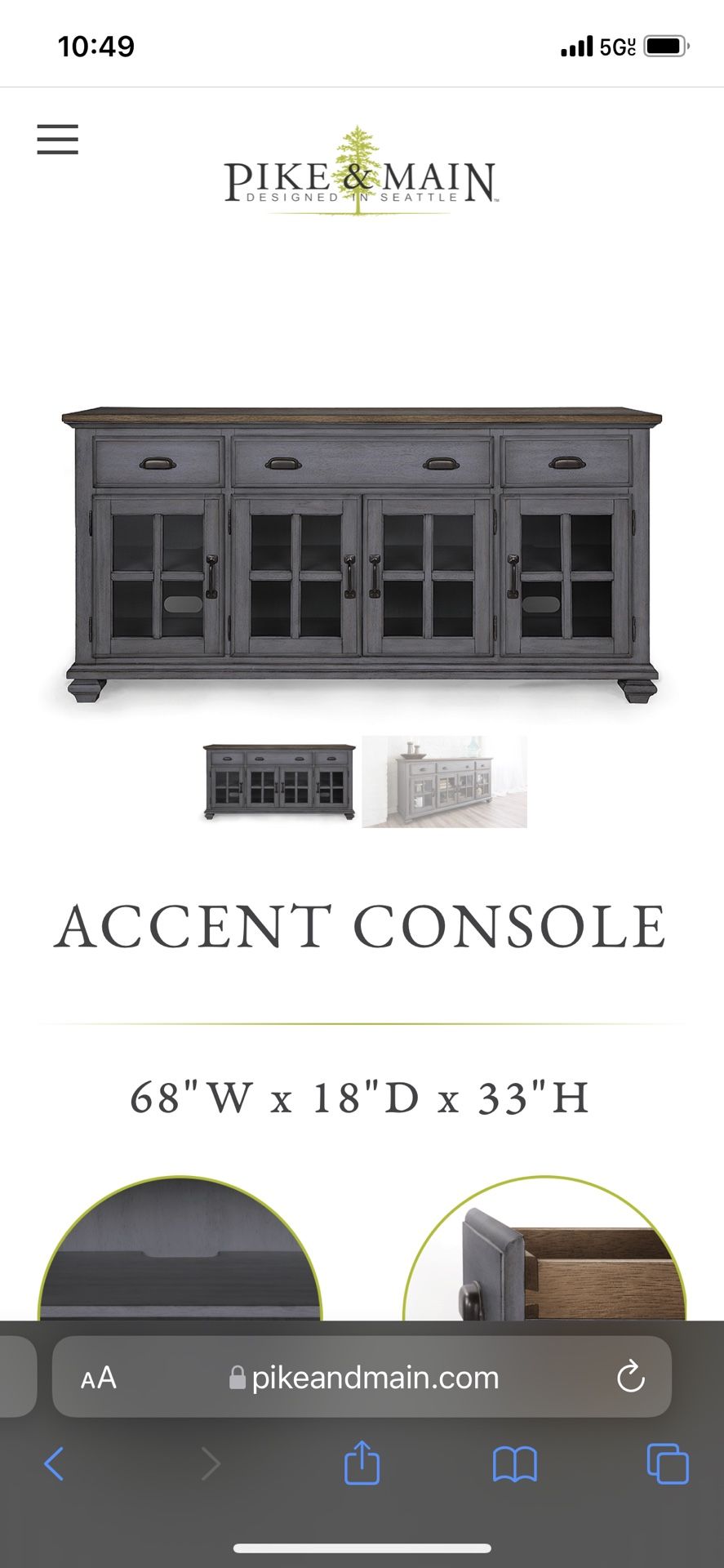 Pike & main wesley 68 accent console deals