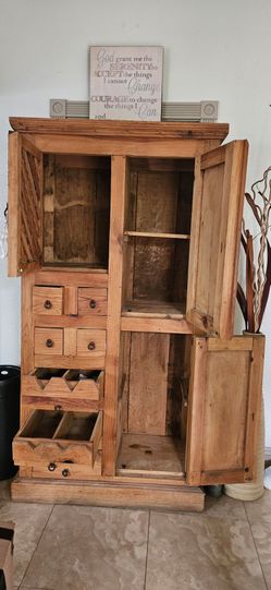 Rustic Solid Wood Armoire / Storage Cabinet / Wine Bar