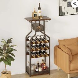Metal Wine Rack Wine Bottle Holders Stands Freestanding Floor,Wine Storage Organizer Display Rack Table Wine Glass Rack for Bar Kitchen Dining Living 