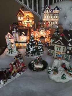 Christmas Village Collection Lighted Buildings and Figurines