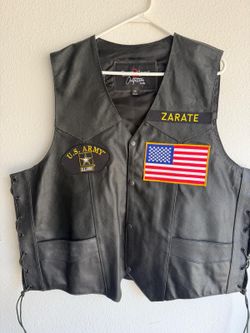 Genuine Leather Motorcycle Biker Vest 3XL – Excellent Condition