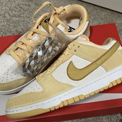 Nike Dunk Gold Suede Shoes