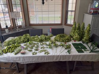 Large Lot of Green Christmas Decorations