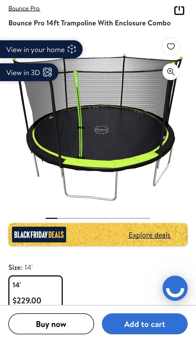 Bounce Pro 14ft Trampoline With Enclosure Combo