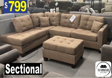 Sectional, chaise and ottoman