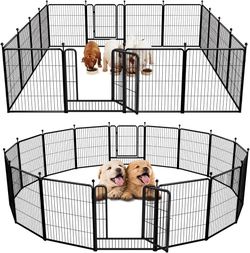 Rollick Dog Playpen for Yard, RV Camping, 32 inch 16 Panels for Small and Medium Dogs│Patented