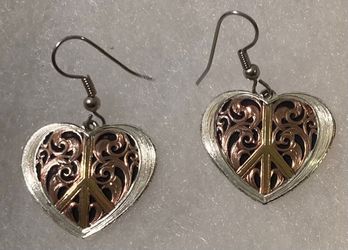 Vintage Metal Montana Silversmiths Brass and Silver Hearts Design, Earring Set, Beautiful Design, Quality, Fashion, Accessory, Country & Western, West