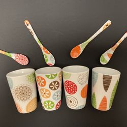 Porcelain Small Cup & Spoon Set from Table Passion (4 Sets) 