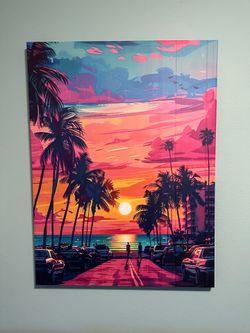 30” x 40” Miami Sunset Canvas Wall Art