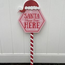 Santa Stop Here Yard Sign 
