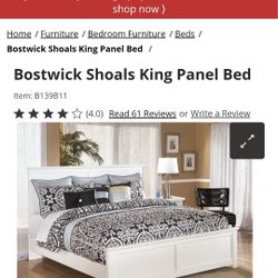 Used White King Size Bedframe 