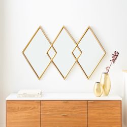 West Elm Overlapping Diamonds Mirror, Antique Brass