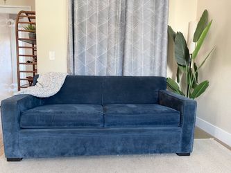 Blue Velvet Two-Seat Sofa w/pull out bed