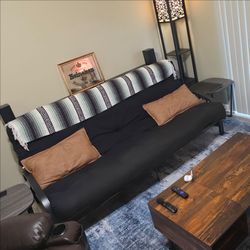 Black Futon Sofa Bed with Metal Frame