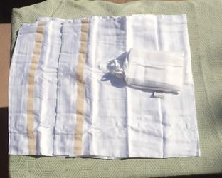 Vintage NOS Hotel King sz Pillow Cases set of 4 Tencel 26x36" White Taupe Stripe