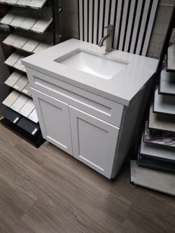 White shaker vanity