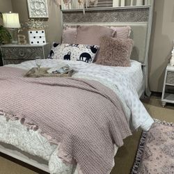 Brand New Wooden Bed Frame With Floral Design 