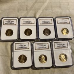 Lot Of 7 Sakagawea Dollar NGC Pf 69