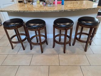 Set of 4 Backless Swivel Bar Stools