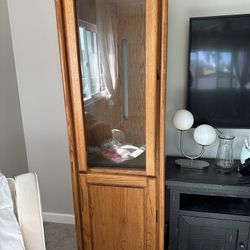 Wood Cabinets Pair