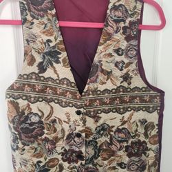 Women's Floral Button Vest Sleeveless Adjustable Tie Back Bohemian Multicolor