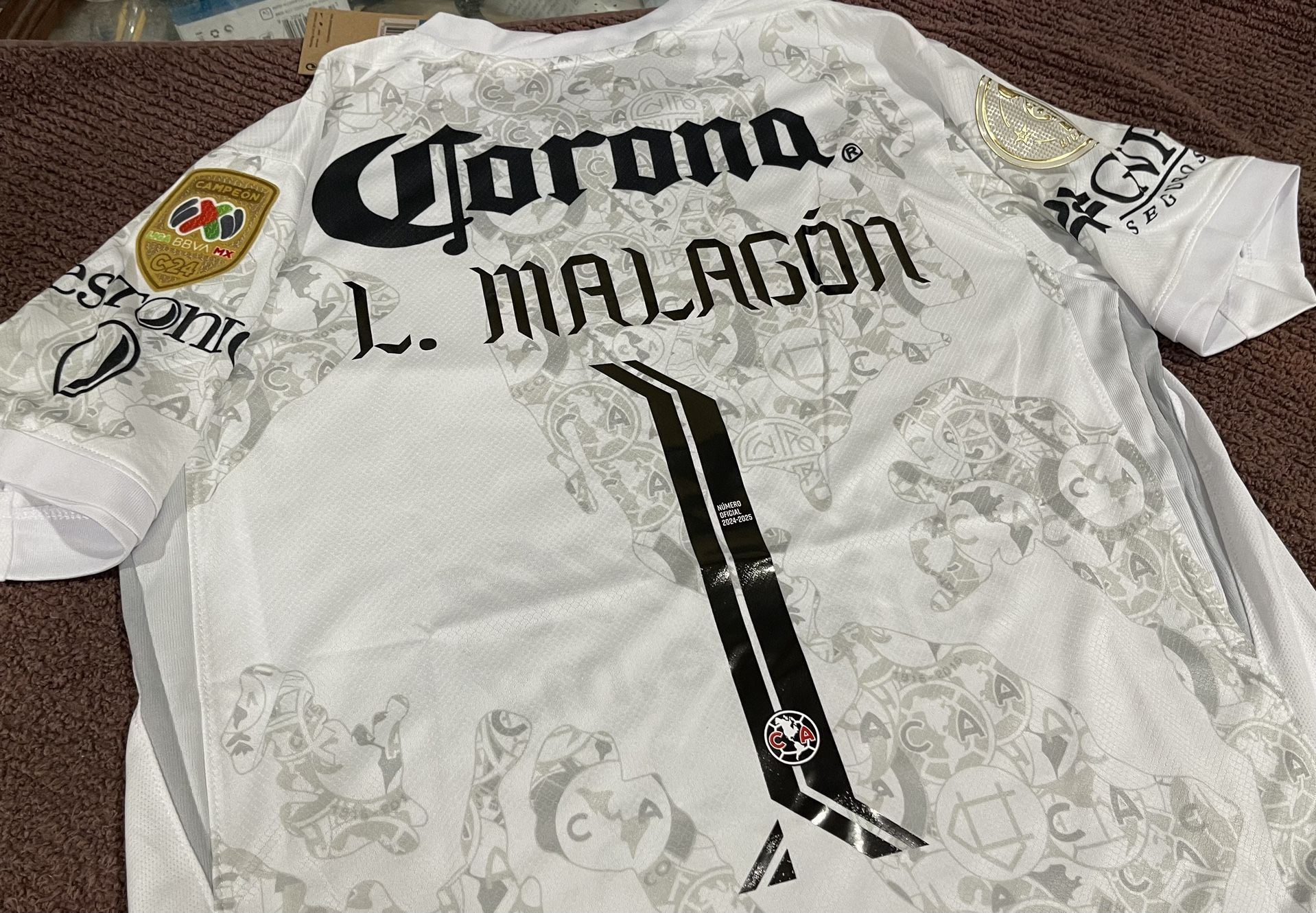 Nike Club America white Goalkeeper Luis Malagon number 1 Jersey