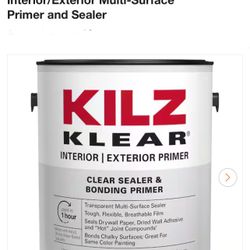 KILZ KLEAR 1 gal. Clear Interior/Exterior Multi-Surface Primer and Sealer(NEW SEALED)