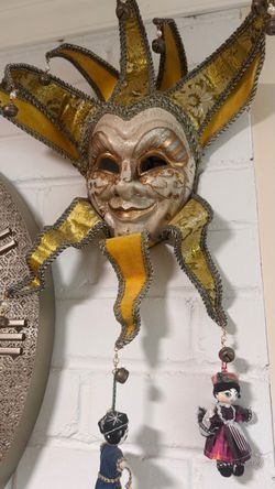 Venetian Jester Carnival Mask Wall Decor a set of two