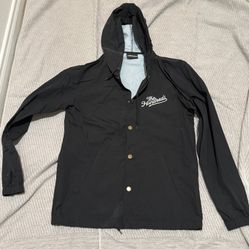 The Hundreds Slant Logo Hooded Coaches Jacket Black