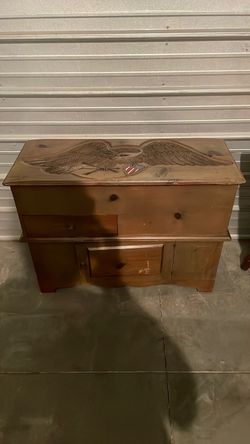 Cedar Hope Chest with Eagle Carving