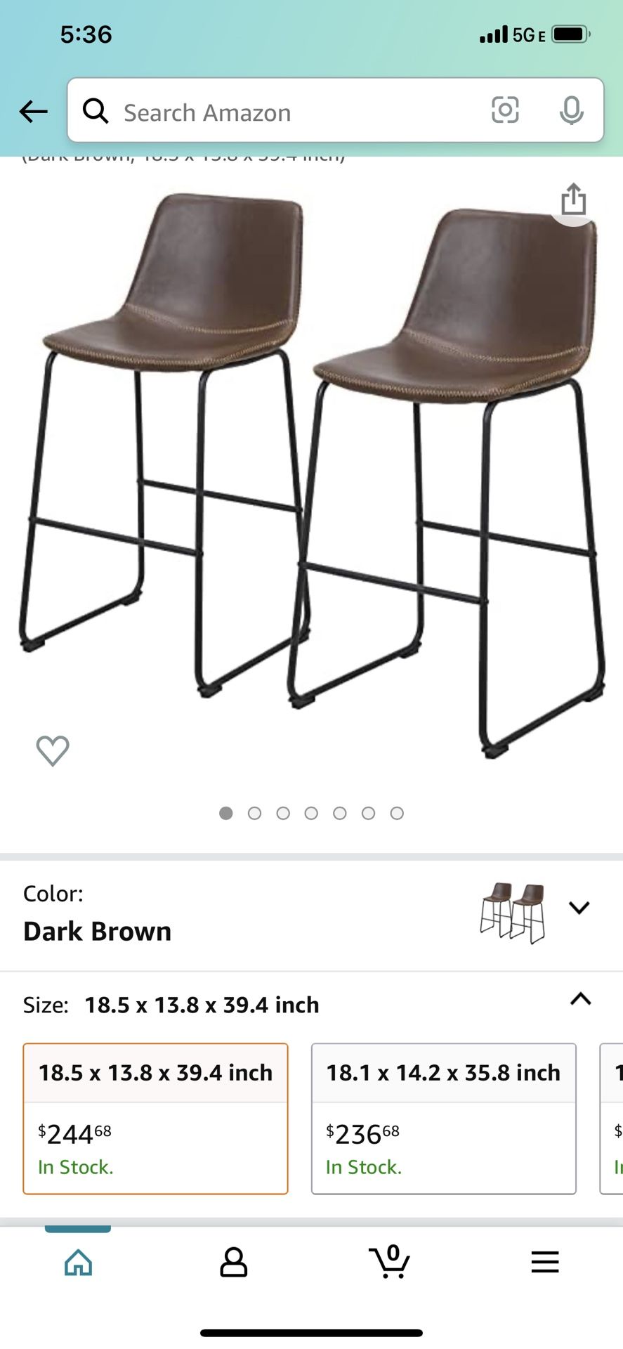 2 BROWN AMAZON BAR STOOL 