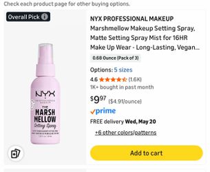 NYX PROFESSIONAL MAKEUP Marshmellow Makeup Setting Spray, Matte Setting Spray Mist for 16HR Make Up Wear - Long-Lasting, Vegan.
