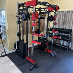 Smith Machine 200 | Adjustable Bench | 245lb Cast Iron Olympic Weights | 7ft Olympic Bar | Fitness | Gym Equipment | FREE DELIVERY/INSTALLATION 🚚 🛠️