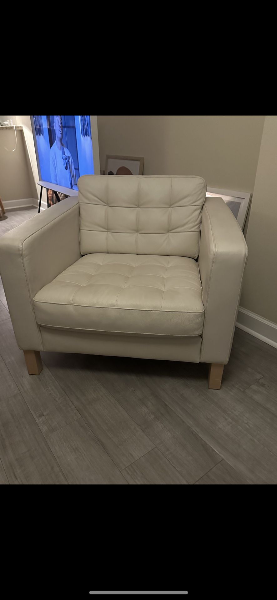 White Leather Couch & Chair