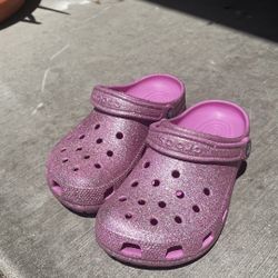 Pink Glittery Crocks 