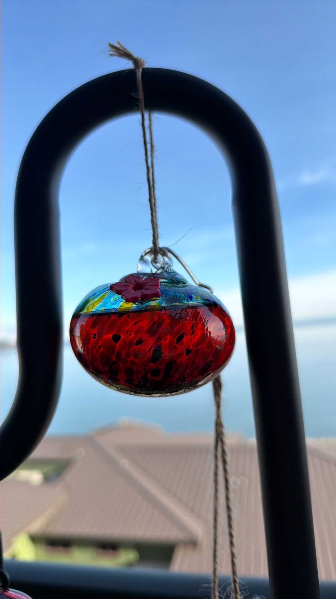 Small Glass Round Humming Bird Feeder 