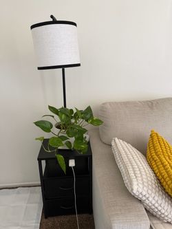 Shelf and lamp