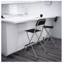 Set of 2 IKEA Franklin Brown-Black, Silver Foldable Bar Stools