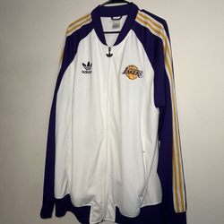 Adidas Mens Lakers White Purple Zip Jacket XXL