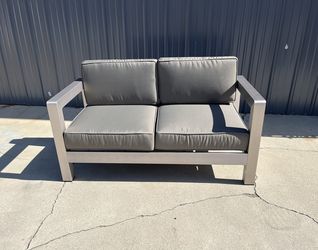 Outdoor Aluminum Loveseat with Cushions