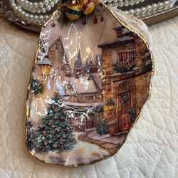 Large Decoupaged Oyster Shell