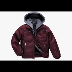 Creat Mo Is Men’s Faux Leather Motorcycle Jacket Waterproof Wind proof Pu Moto Vintage Bomber Hoodie With Removable Hood size XL 