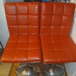 2 red bar stools for $40 and bar $40 for sale