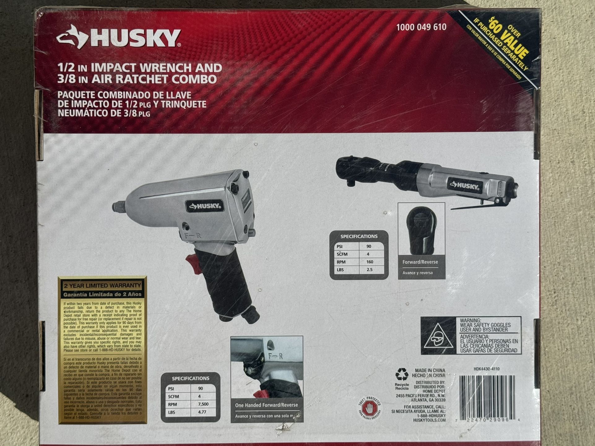 Husky 1/2 in Impact Wrench and 3/8 in Air Ratchet Combo