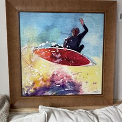 Large Framed Surf Art Canvas Linda Ryan Surfboard Surfer